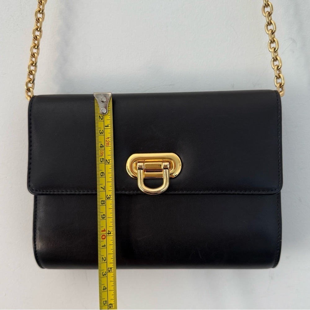 Vintage Holt Renfrew black leather small crossbody clutch bag with gold hardware - Picture 7 of 8